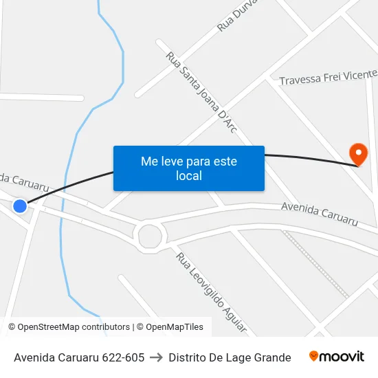 Avenida Caruaru 622-605 to Distrito De Lage Grande map