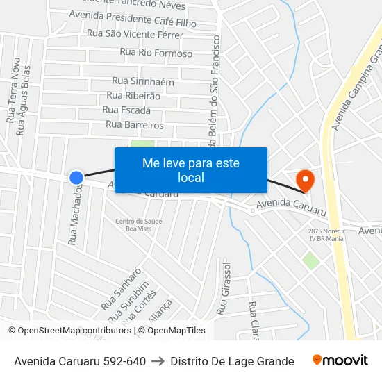 Avenida Caruaru 592-640 to Distrito De Lage Grande map