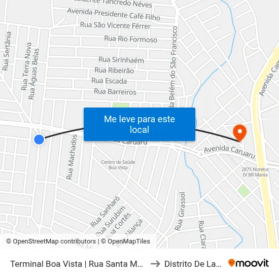 Terminal Boa Vista | Rua Santa Maria Da Boa Vista, 75 to Distrito De Lage Grande map