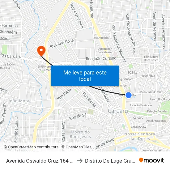 Avenida Oswaldo Cruz 164-210 to Distrito De Lage Grande map