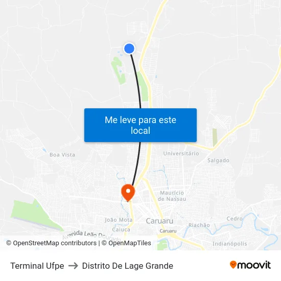 Terminal Ufpe to Distrito De Lage Grande map