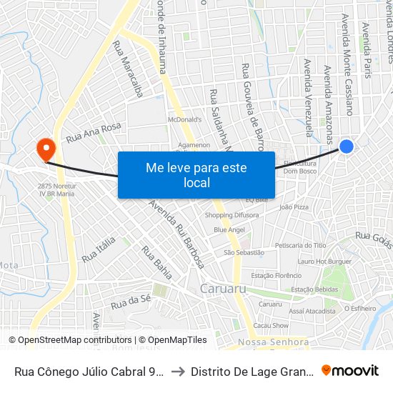 Rua Cônego Júlio Cabral 920 to Distrito De Lage Grande map