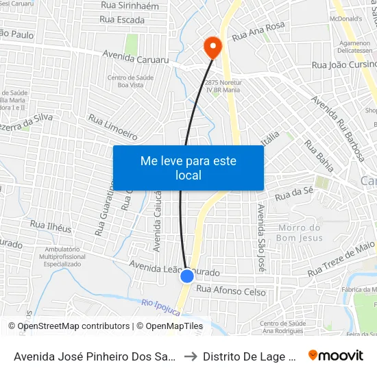 Avenida José Pinheiro Dos Santos, S/N to Distrito De Lage Grande map