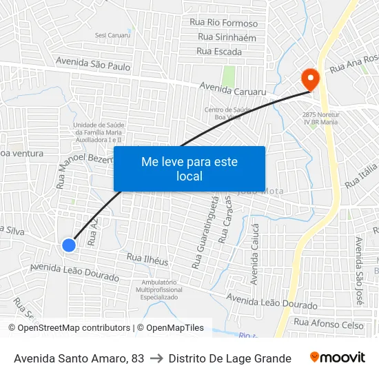 Avenida Santo Amaro, 83 to Distrito De Lage Grande map