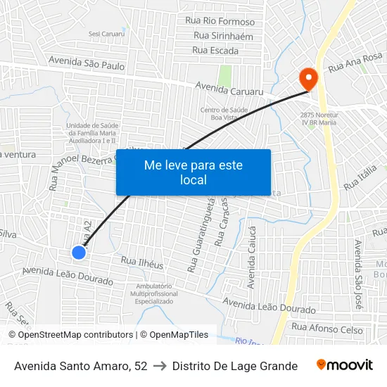 Avenida Santo Amaro, 50 - Caruaru to Distrito De Lage Grande map