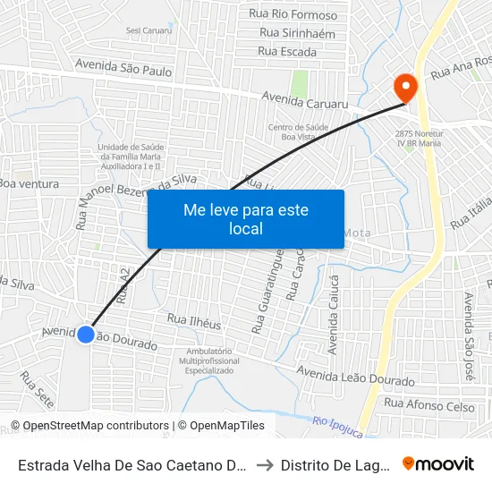 Estrada Velha De Sao Caetano Dist Indust, 2625 to Distrito De Lage Grande map