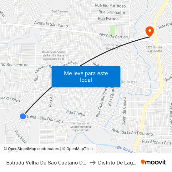 Estrada Velha De Sao Caetano Dist Indust, 2100 to Distrito De Lage Grande map