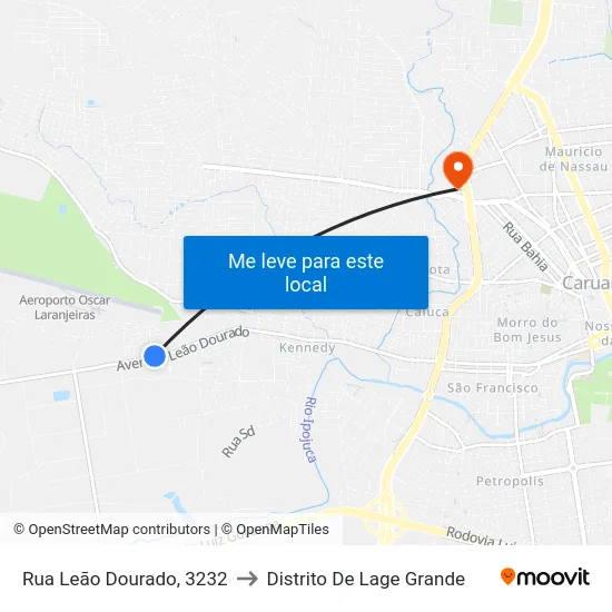 Rua Leão Dourado, 3232 to Distrito De Lage Grande map