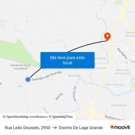 Rua Leão Dourado, 2950 to Distrito De Lage Grande map