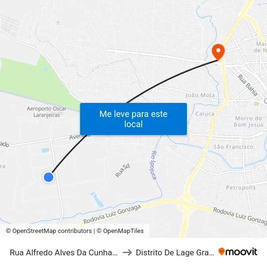 Rua Alfredo Alves Da Cunha, 276 to Distrito De Lage Grande map