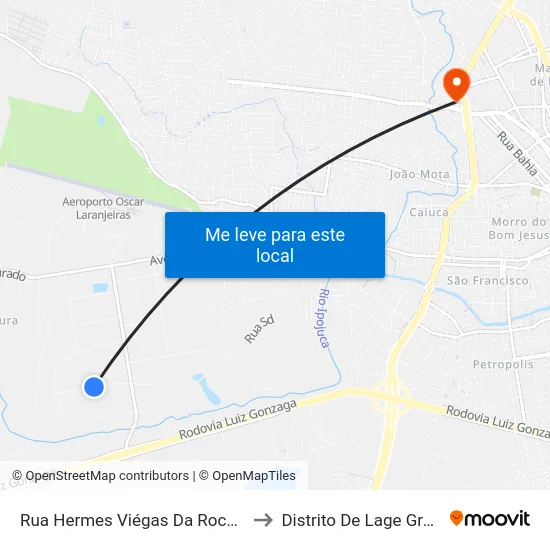 Rua Hermes Viégas Da Rocha, 35 to Distrito De Lage Grande map