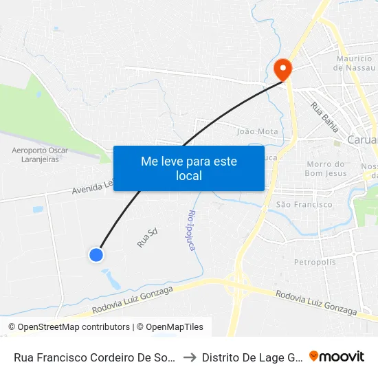 Rua Francisco Cordeiro De Souza, 345 to Distrito De Lage Grande map