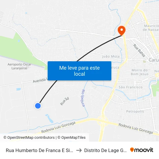 Rua Humberto De Franca E Silva, 280 to Distrito De Lage Grande map