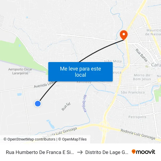 Rua Humberto De Franca E Silva, 304 to Distrito De Lage Grande map