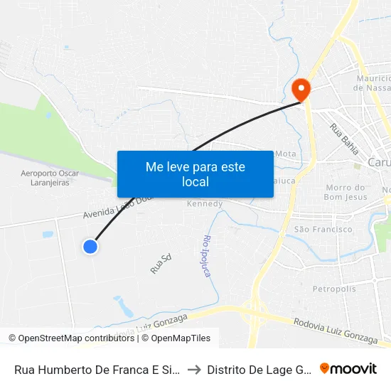 Rua Humberto De Franca E Silva, 600 to Distrito De Lage Grande map