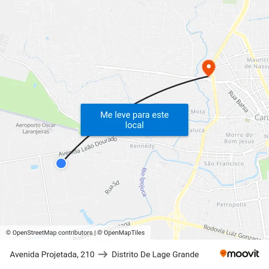 Avenida Projetada, 210 to Distrito De Lage Grande map