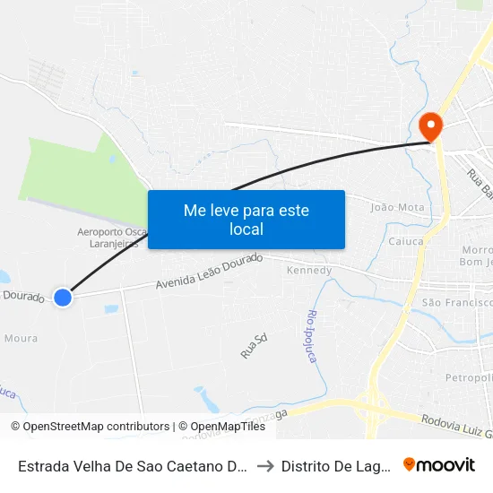 Estrada Velha De Sao Caetano Dist Indust, 1201 to Distrito De Lage Grande map