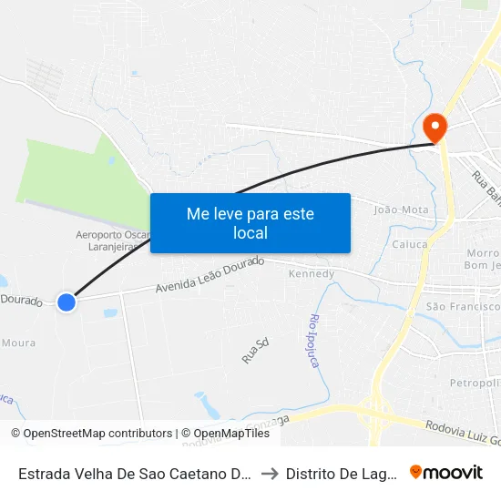 Estrada Velha De Sao Caetano Dist Indust, 1201 to Distrito De Lage Grande map