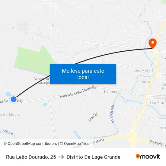 Rua Leão Dourado, 25 to Distrito De Lage Grande map