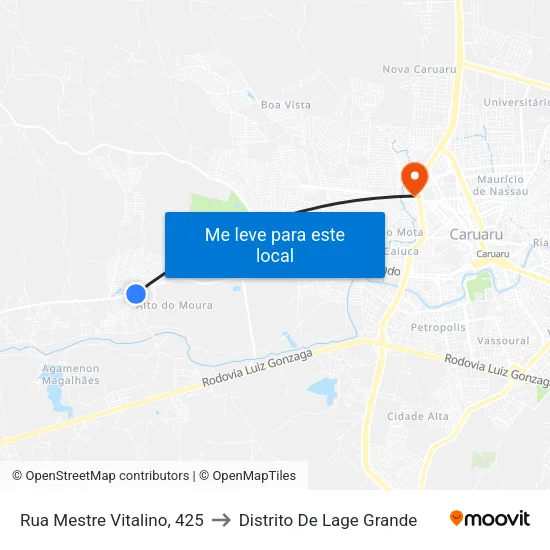 Rua Mestre Vitalino, 425 to Distrito De Lage Grande map