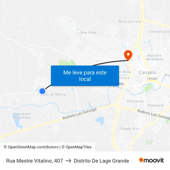 Rua Mestre Vitalino, 407 to Distrito De Lage Grande map