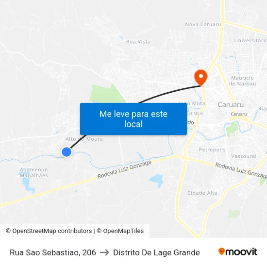 Rua Sao Sebastiao, 206 to Distrito De Lage Grande map