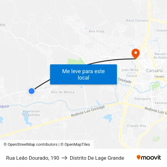 Rua Leão Dourado, 190 to Distrito De Lage Grande map