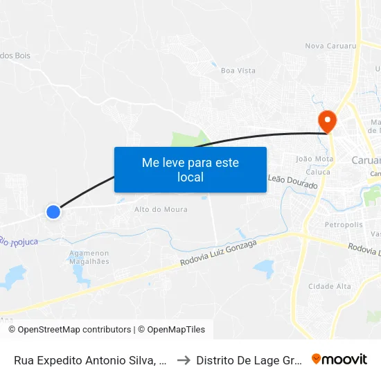Rua Expedito Antonio Silva, 14000 to Distrito De Lage Grande map
