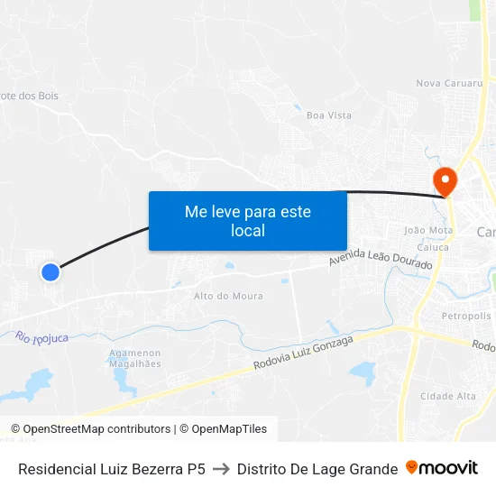 Residencial Luiz Bezerra P5 to Distrito De Lage Grande map