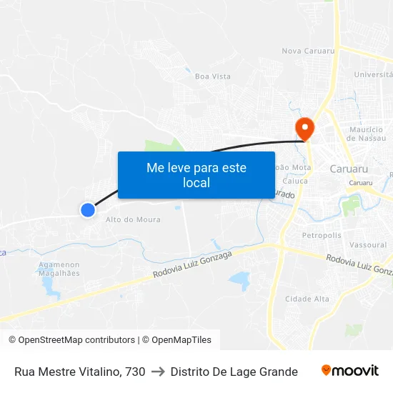 Rua Mestre Vitalino, 730 to Distrito De Lage Grande map
