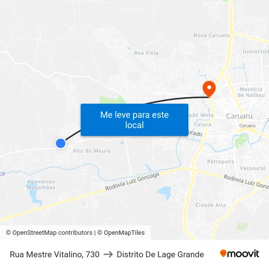 Rua Mestre Vitalino, 730 to Distrito De Lage Grande map