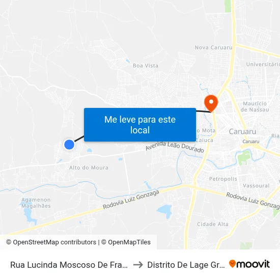 Rua Lucinda Moscoso De França, 94 to Distrito De Lage Grande map
