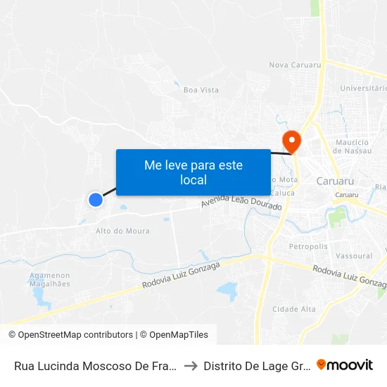 Rua Lucinda Moscoso De França, 94 to Distrito De Lage Grande map