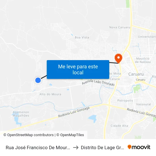 Rua José Francisco De Moura, 196 to Distrito De Lage Grande map