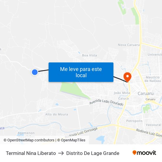 Terminal Nina Liberato to Distrito De Lage Grande map