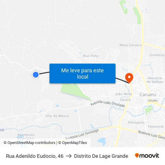 Rua Adenildo Eudocio, 46 to Distrito De Lage Grande map