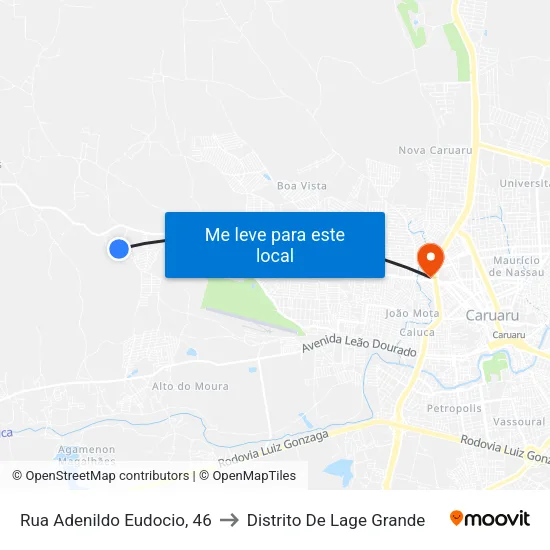 Rua Adenildo Eudocio, 46 to Distrito De Lage Grande map