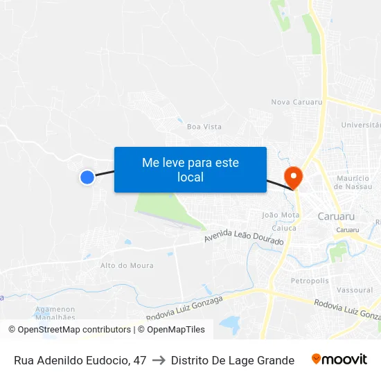 Rua Adenildo Eudocio, 47 to Distrito De Lage Grande map