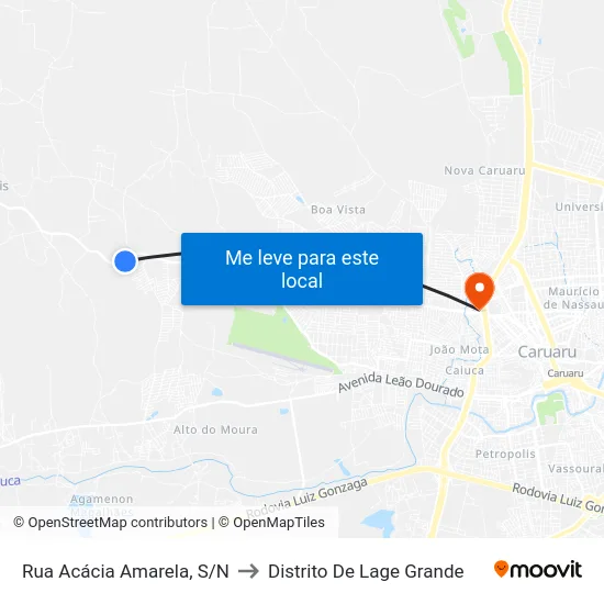 Rua Acácia Amarela, S/N to Distrito De Lage Grande map