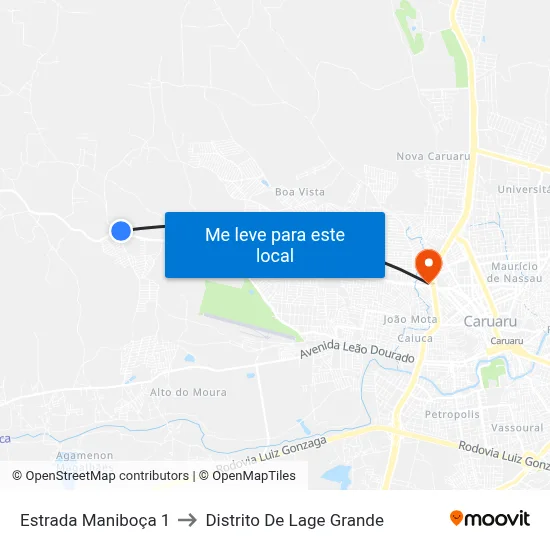 Estrada Maniboça 1 to Distrito De Lage Grande map