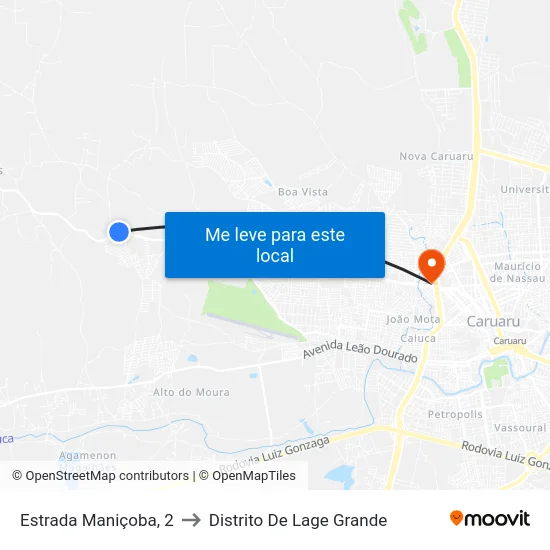 Estrada Maniçoba, 2 to Distrito De Lage Grande map