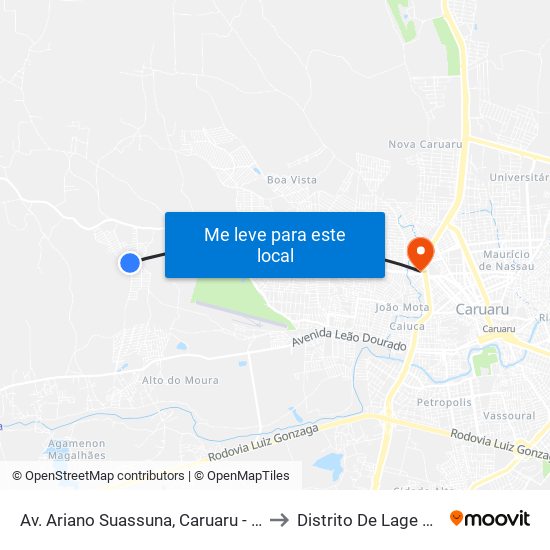 Av. Ariano Suassuna, Caruaru - Pe, Brasil to Distrito De Lage Grande map