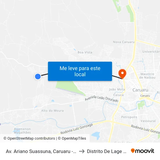 Av. Ariano Suassuna, Caruaru - Pe, Brasil to Distrito De Lage Grande map