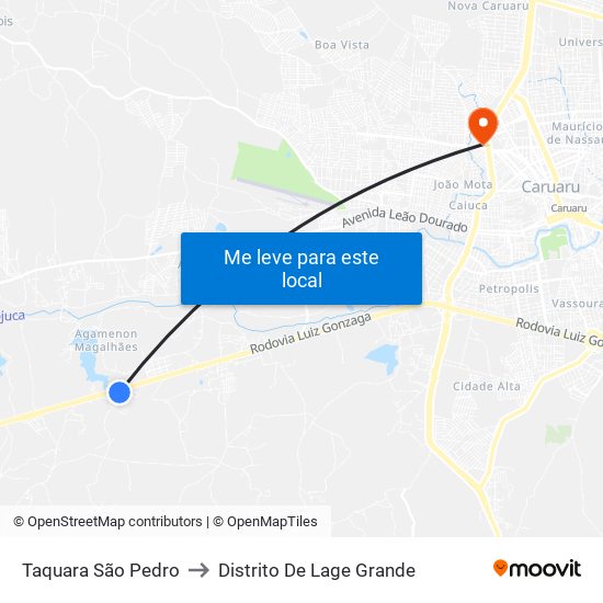 Taquara São Pedro to Distrito De Lage Grande map