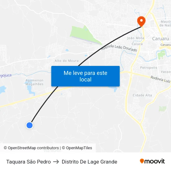 Taquara São Pedro to Distrito De Lage Grande map
