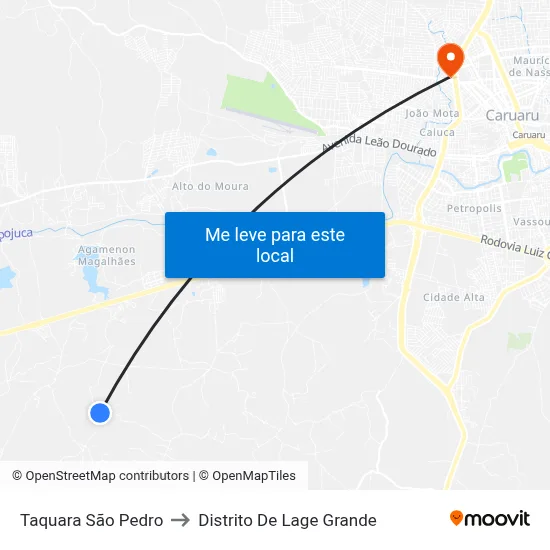 Taquara São Pedro to Distrito De Lage Grande map