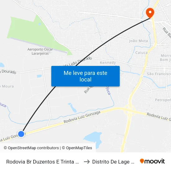 Rodovia Br Duzentos E Trinta E Dois, 55 to Distrito De Lage Grande map