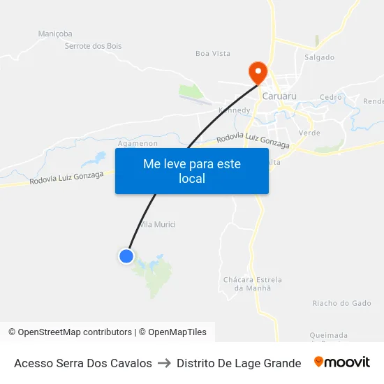 Acesso Serra Dos Cavalos to Distrito De Lage Grande map
