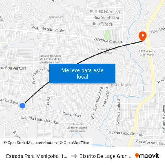 Estrada Pará Maniçoba, 143 to Distrito De Lage Grande map
