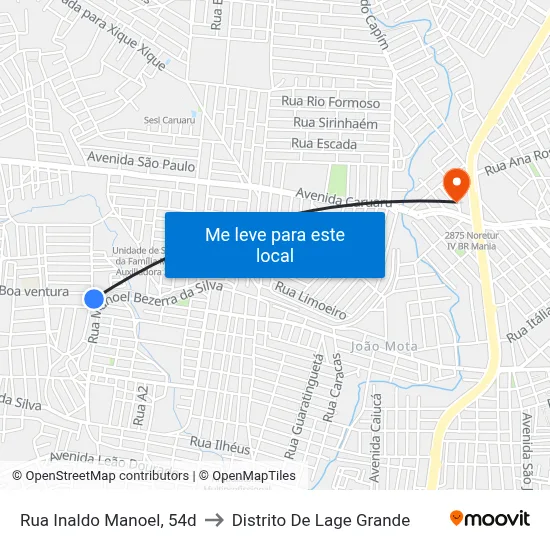 Rua Inaldo Manoel, 54d to Distrito De Lage Grande map